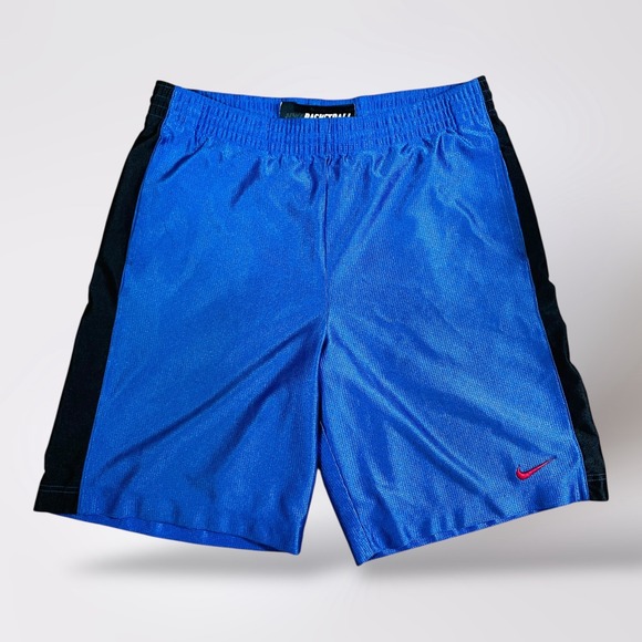 Nike Basketball Shorts Mens Vintage Medium Blue Black Athletic Gym Workout - Picture 1 of 12